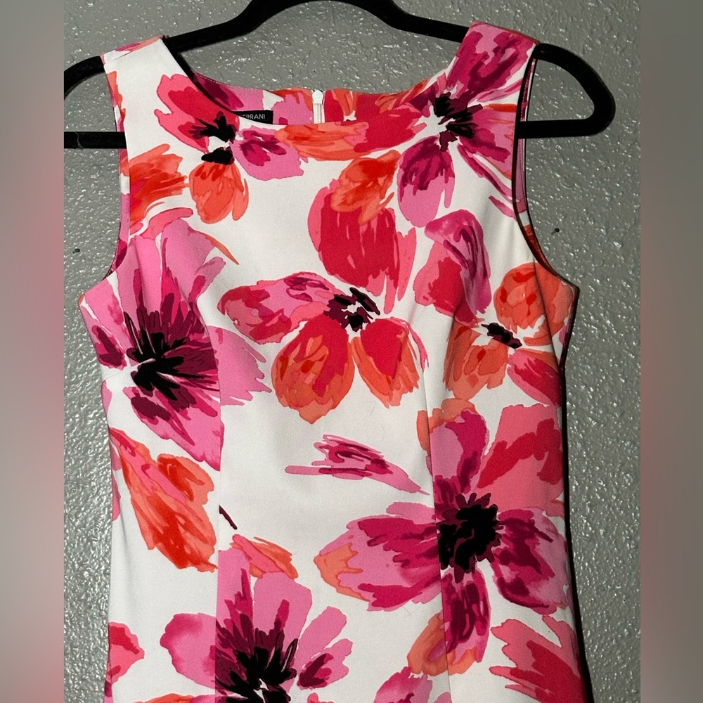 Mario Serrani Fitted White Dress Floral Print Sleeveless Women’s Size 2 Party - Picture 3 of 16